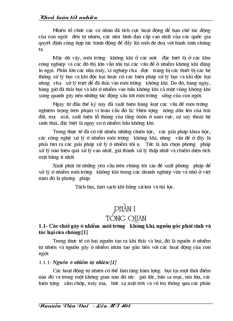 image for page Tách bụi làm sạch khí bằng xiclon và túi lọc