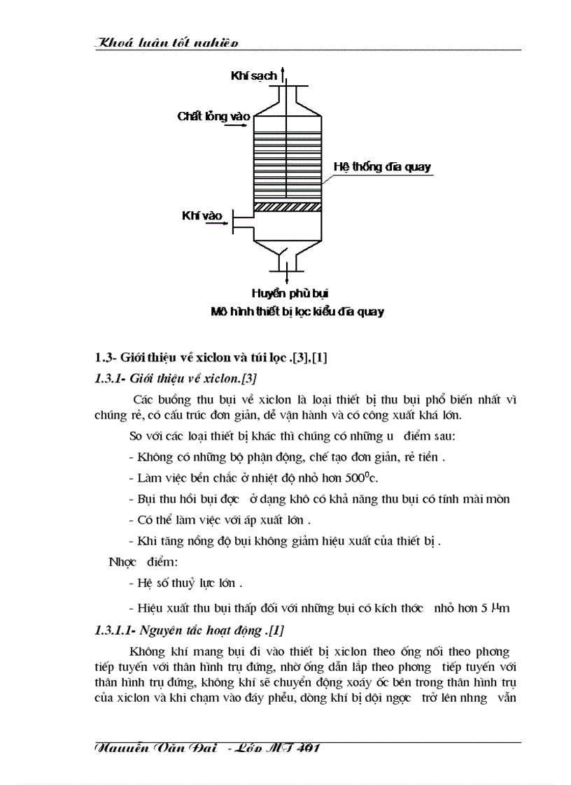 image for page Tách bụi làm sạch khí bằng xiclon và túi lọc