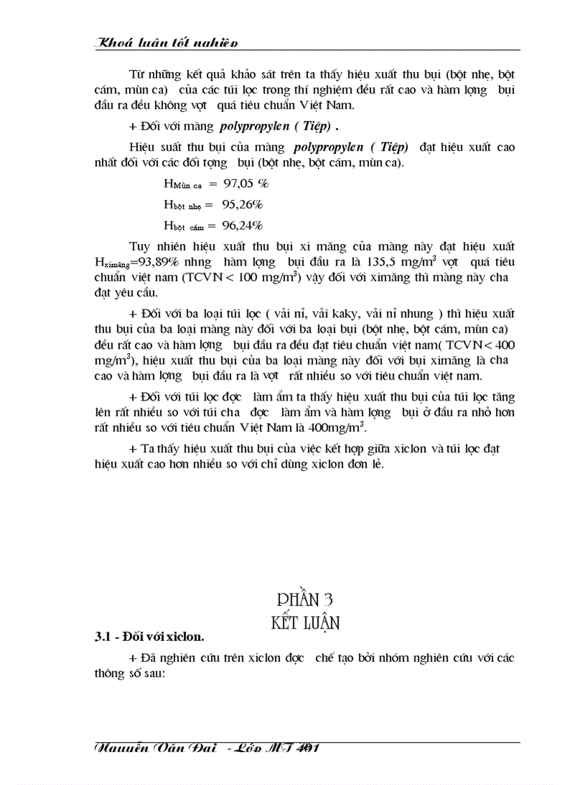 image for page Tách bụi làm sạch khí bằng xiclon và túi lọc