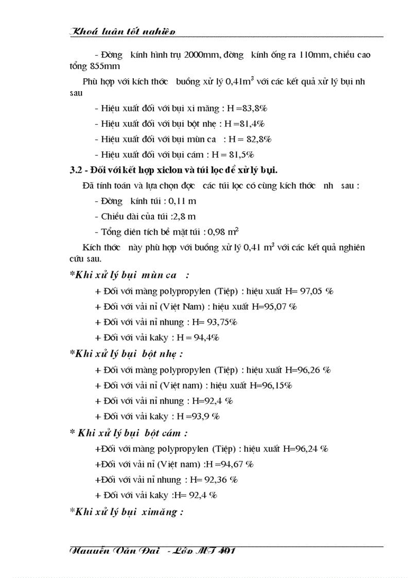 image for page Tách bụi làm sạch khí bằng xiclon và túi lọc