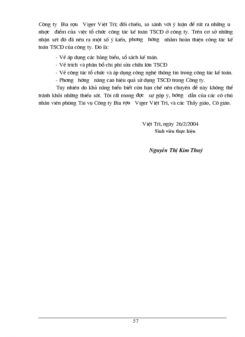 image for page Hoàn thiện kế toán TSCĐ tại Công ty Bia rượu Viger 1