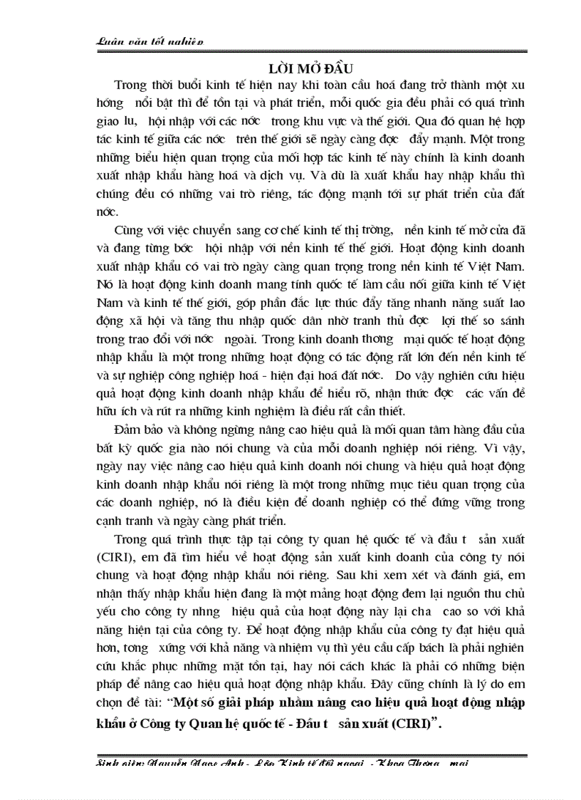 image for page Một số giải pháp nhằm nâng cao hiệu quả hoạt động nhập khẩu ở Công ty Quan hệ quốc tế Đầu tư sản xuất CIRI 1