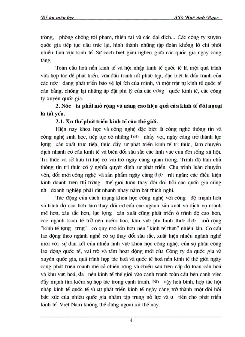 Thực trạng và giải pháp cơ bản để phát triển và nâng cao hiệu quả kinh tế đối ngoại ở việt nam từ nay đến 2020