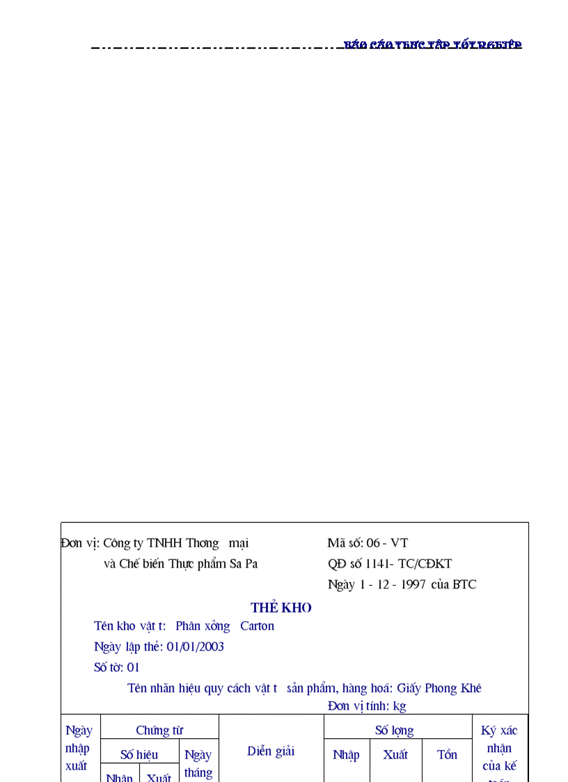 image for page Hạch toán nguyên vật liệu và công cụ dụng cụtại Công ty TNHH Thương mại và Chế biến Thực phẩm Sa Pa