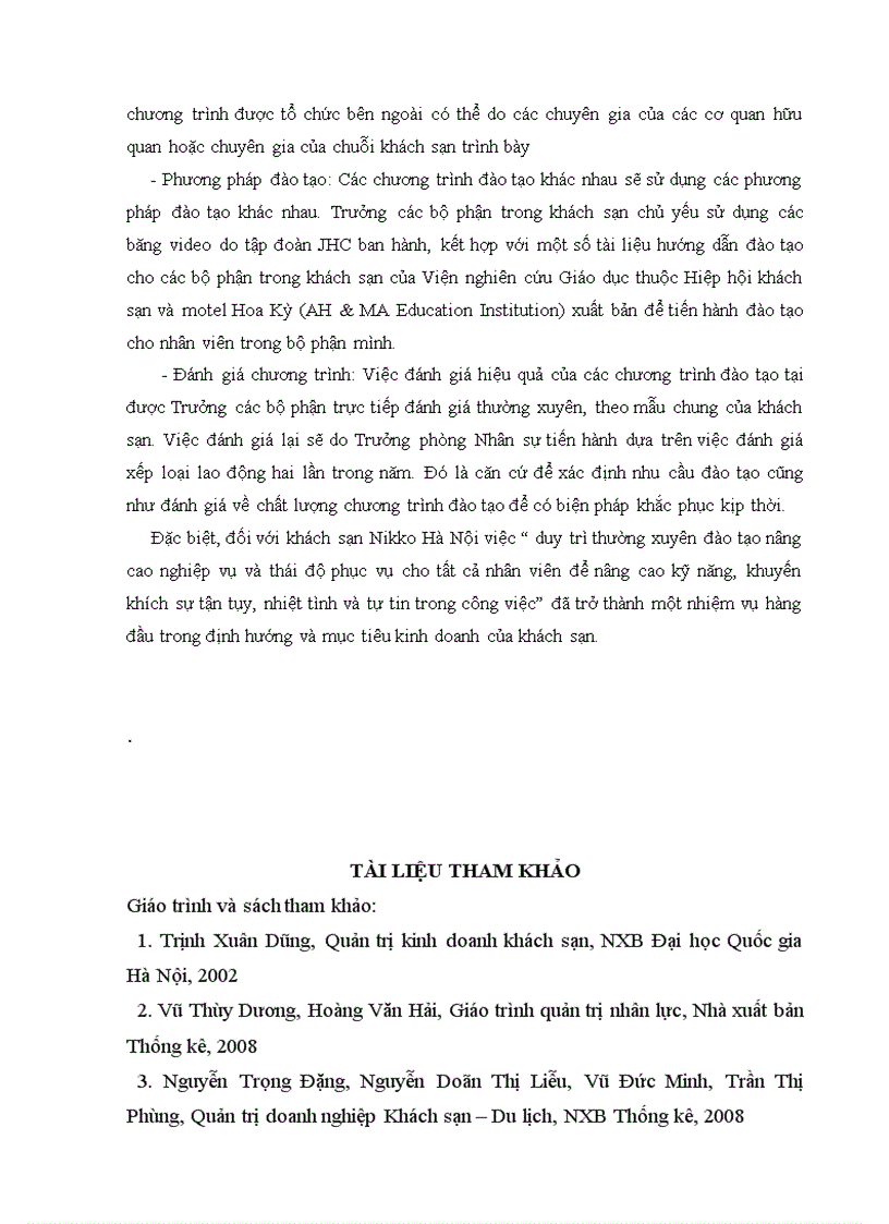 image for page Tăng cường đào tạo và bồi dưỡng nhân lực tại khách sạn Thể Thao Hà Nội 1