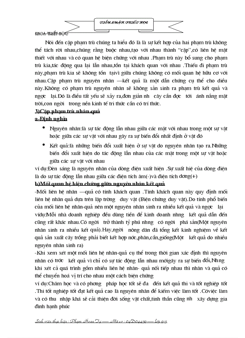 image for page Vận dụng cặp phạm trù nhân quả phân tích vấn đề Sinh viên đi làm thêm 1