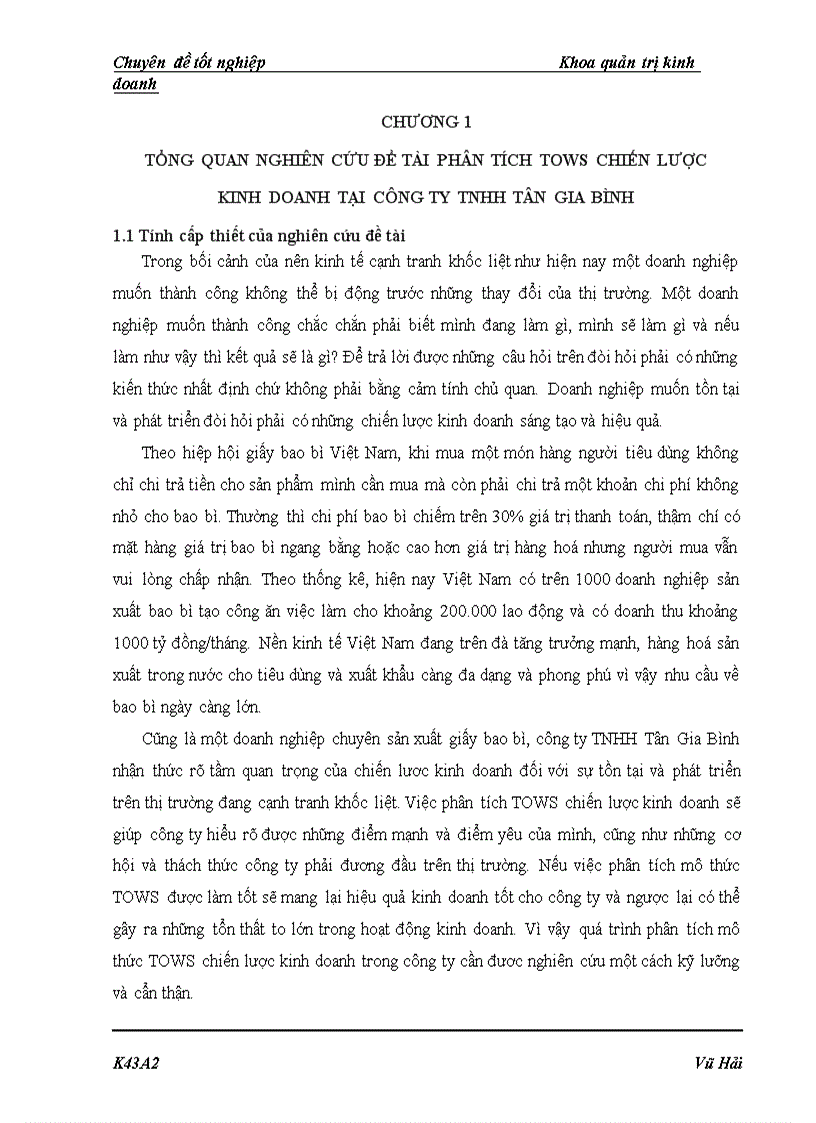 image for page Phân tích tows chiến lược kinh doanh tại công ty tnhh tân gia bình 1