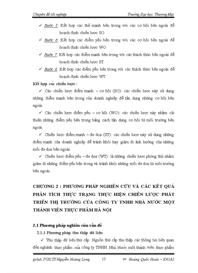 image for page Phân tích TOWS chiến lược phát triển thị trường của công ty TNHH nhà nước một thành viên thực phẩm Hà Nội 1