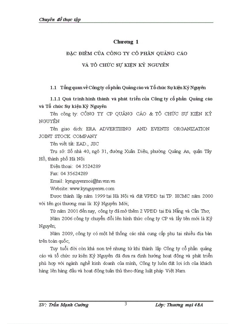 image for page Thúc đẩy hoạt động kinh doanh của ở Công ty cổ phần Quảng cáo và Tổ chức Sự kiện Kỷ Nguyên 1