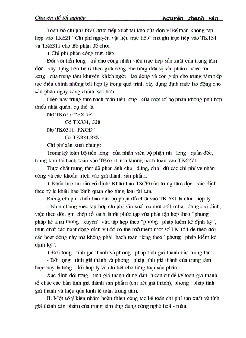 image for page Nhận xét và kiến nghị về công tác kế toán chi phí sản xuất và tính giá thành sản phẩm của doanh nghiệp