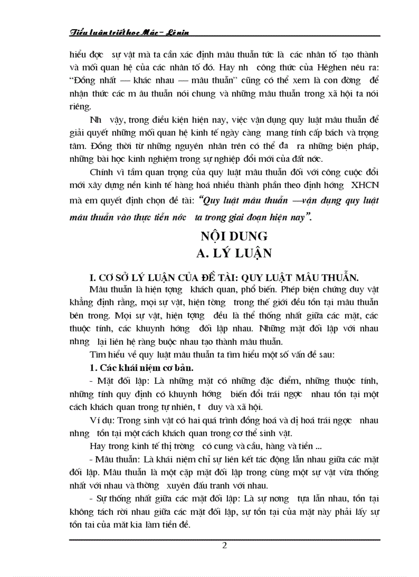 image for page Quy luật mâu thuẫn vận dụng quy luật mâu thuẫn vào thực tiễn nước ta trong giai đoạn hiện nay 1