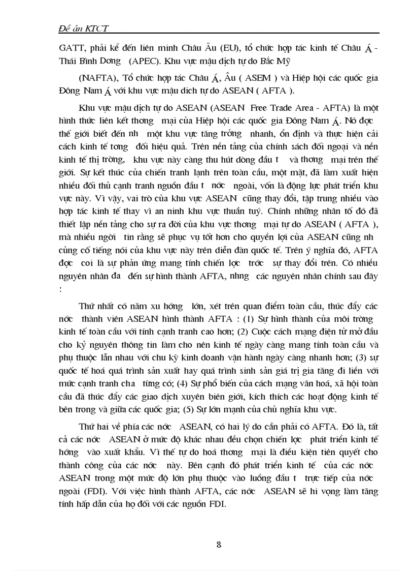 image for page Tiến trình hội nhập AFTA của Việt Nam