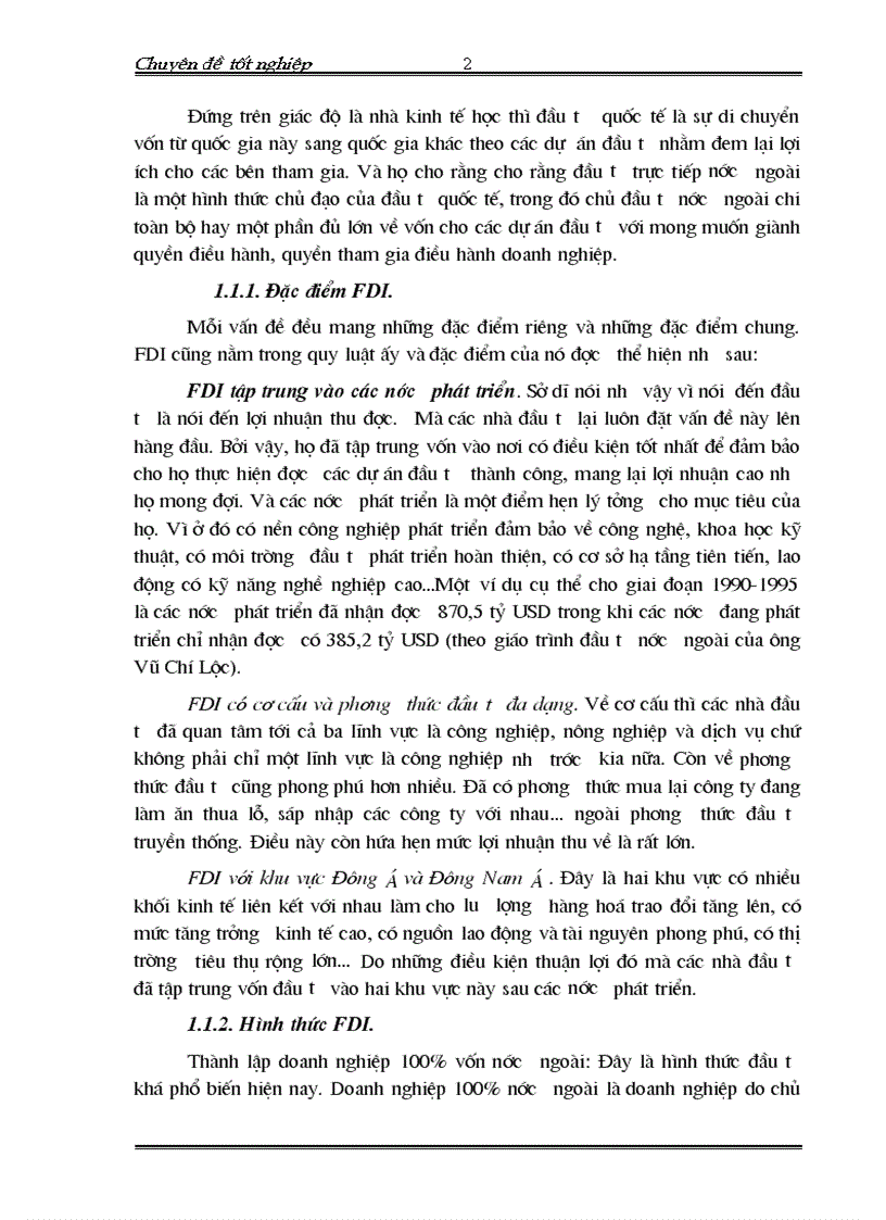 Thực trạng và giải pháp tăng cường thu hút vốn đầu tư trực tiếp nước ngoài đầu tư nước ngoài ở Việt Nam trong thời gian từ 1988 đến nay 1