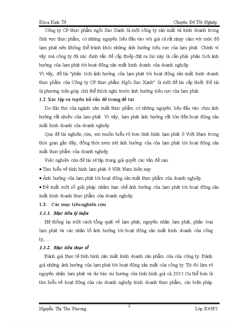 image for page Phân tích ảnh hưởng của lạm phát tới hoạt động sản xuất kinh doanh thực phẩm của Công ty CP thực phẩm Ngôi Sao Xanh