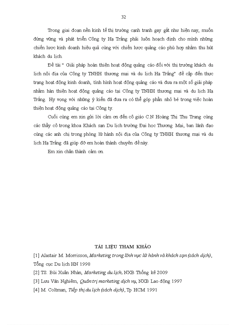 image for page Giải pháp hoàn thiện hoạt động quảng cáo đối với thị trường khách du lịch nội địa của Công ty TNHH thương mại và du lịch Hạ Trắng 1