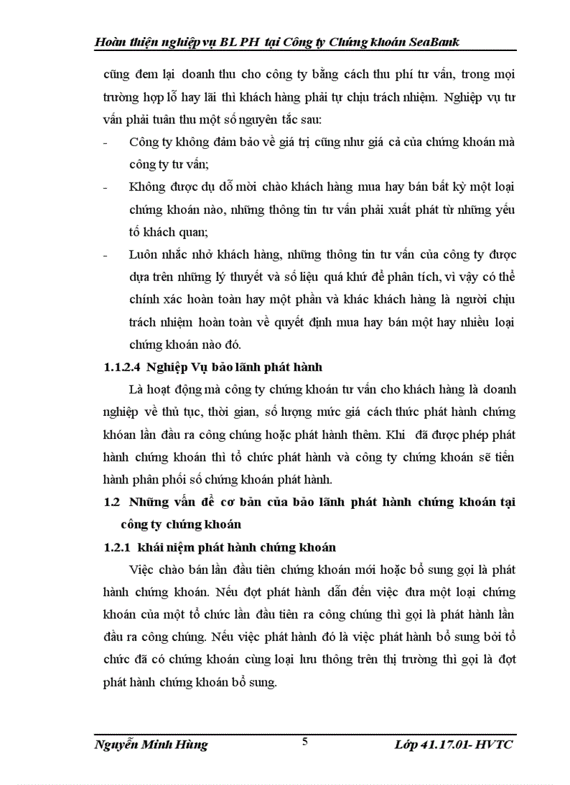 Hoàn thịện nghiệp vụ bảo lãnh phát hành chứng khoán của công ty chứng khoán Seabank