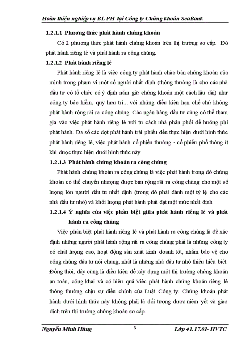Hoàn thịện nghiệp vụ bảo lãnh phát hành chứng khoán của công ty chứng khoán Seabank