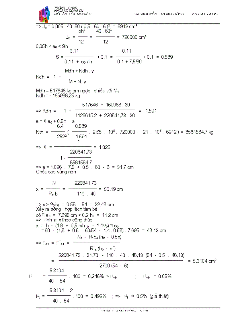 image for page Tính toán cốt thép cột