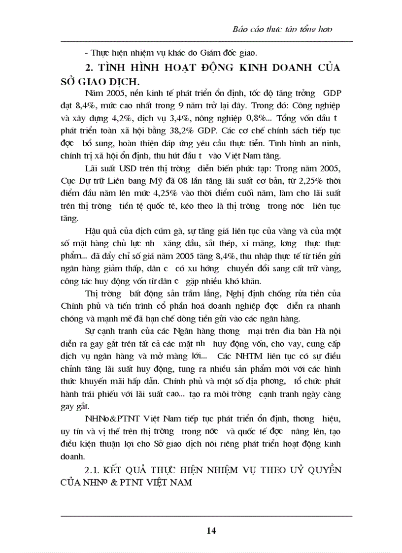 image for page Hoạt động kinh doanh của sở giao dịch ngân hàng nông nghiệp và phát triển nông thôn việt nam 1