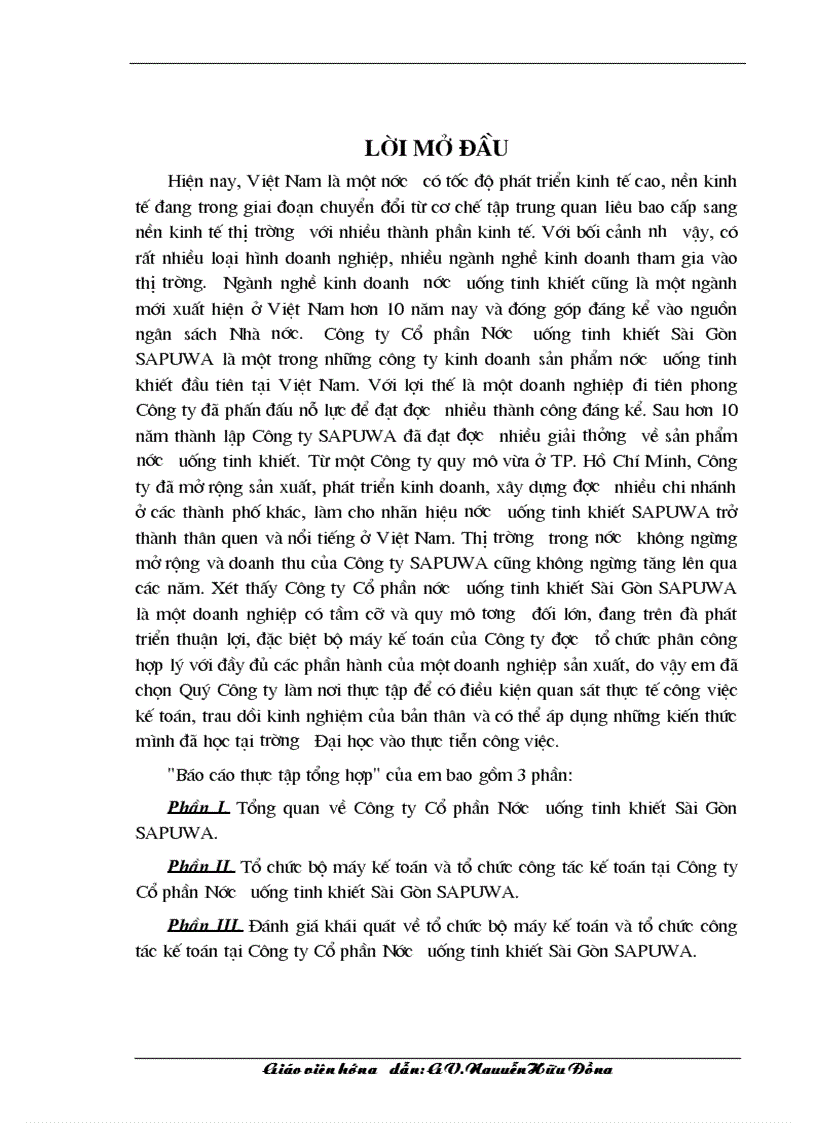 image for page Tổ chức bộ máy kế toán và tổ chức công tác kế toán tại công ty cổ phần nước uống tinh khiết sàI gòn