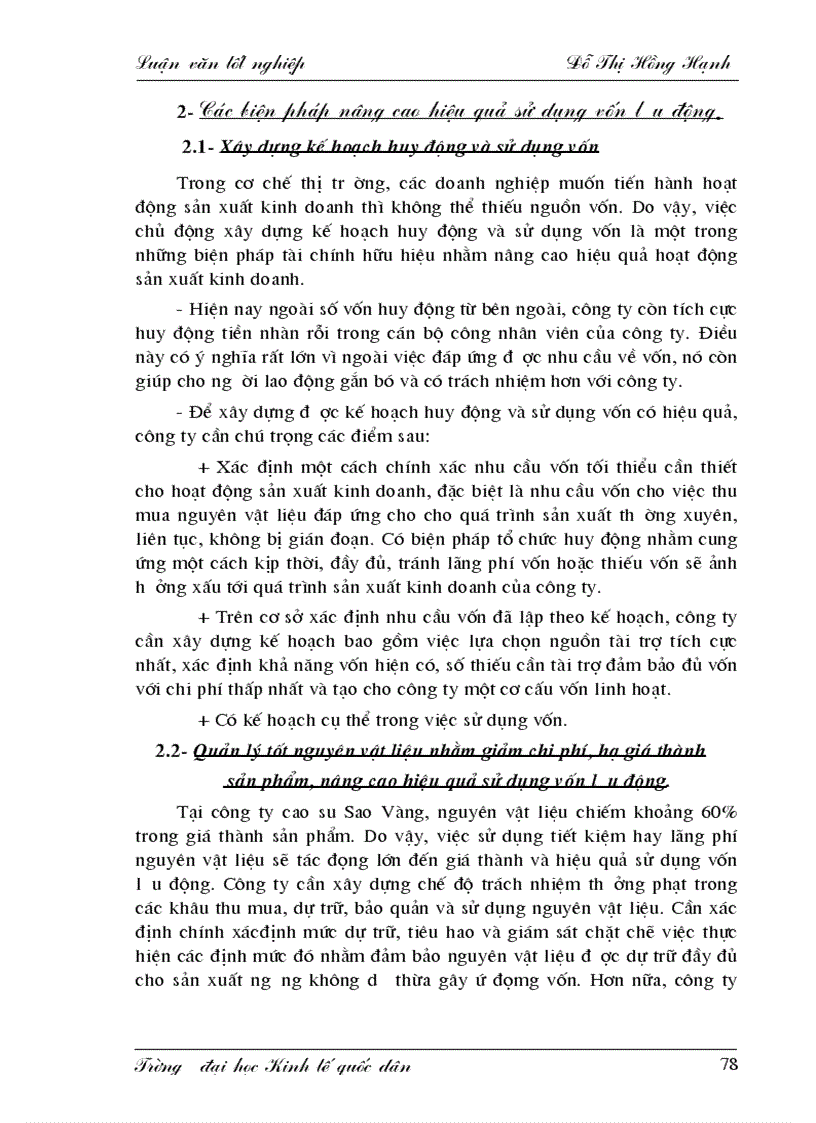 image for page Hoàn thiện công tác hạch toán kế toán nguyên vật liệu với việc nâng cao hiệu quả sử dụng vốn lưu động tại công ty cao su Sao Vàng 1