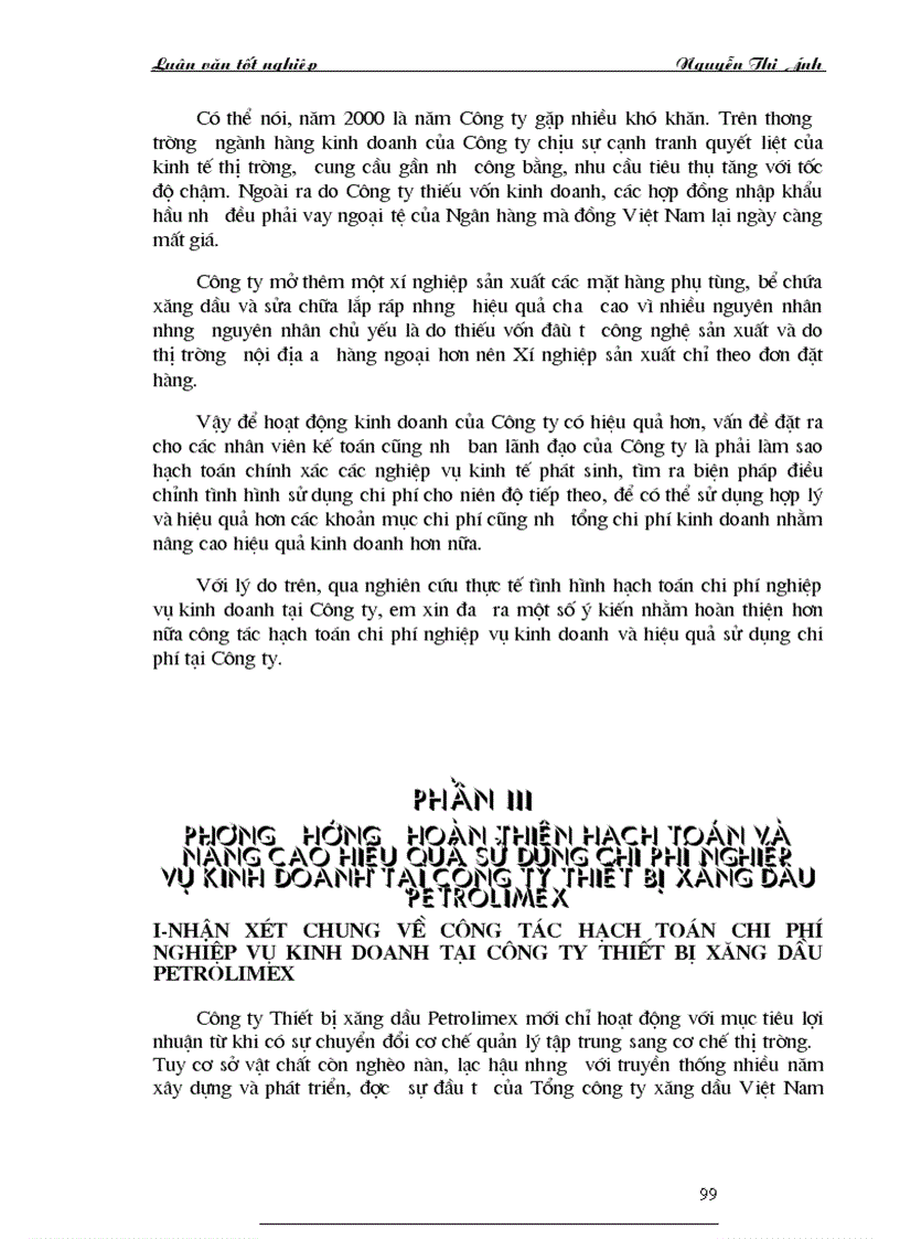 image for page Hoàn thiện hạch toán chi phí bán hàng và chi phí quản lý doanh nghiệp với việc nâng cao hiệu quả sử dụng chi phí tại Công ty Thiết bị xăng dầu Petrolimex 1