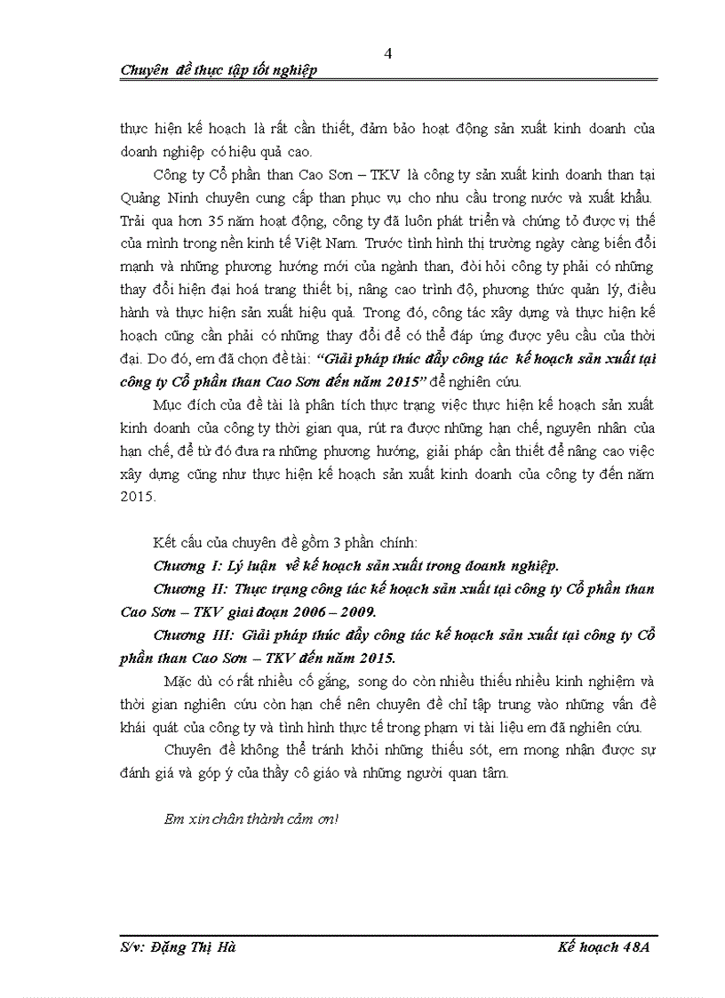 image for page Giải pháp thúc đẩy công tác kế hoạch sản xuất tại công ty Cổ phần than Cao Sơn đến năm 2015