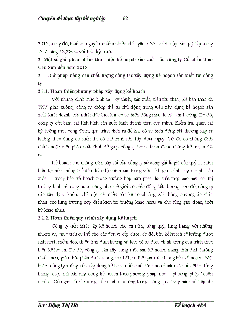 image for page Giải pháp thúc đẩy công tác kế hoạch sản xuất tại công ty Cổ phần than Cao Sơn đến năm 2015