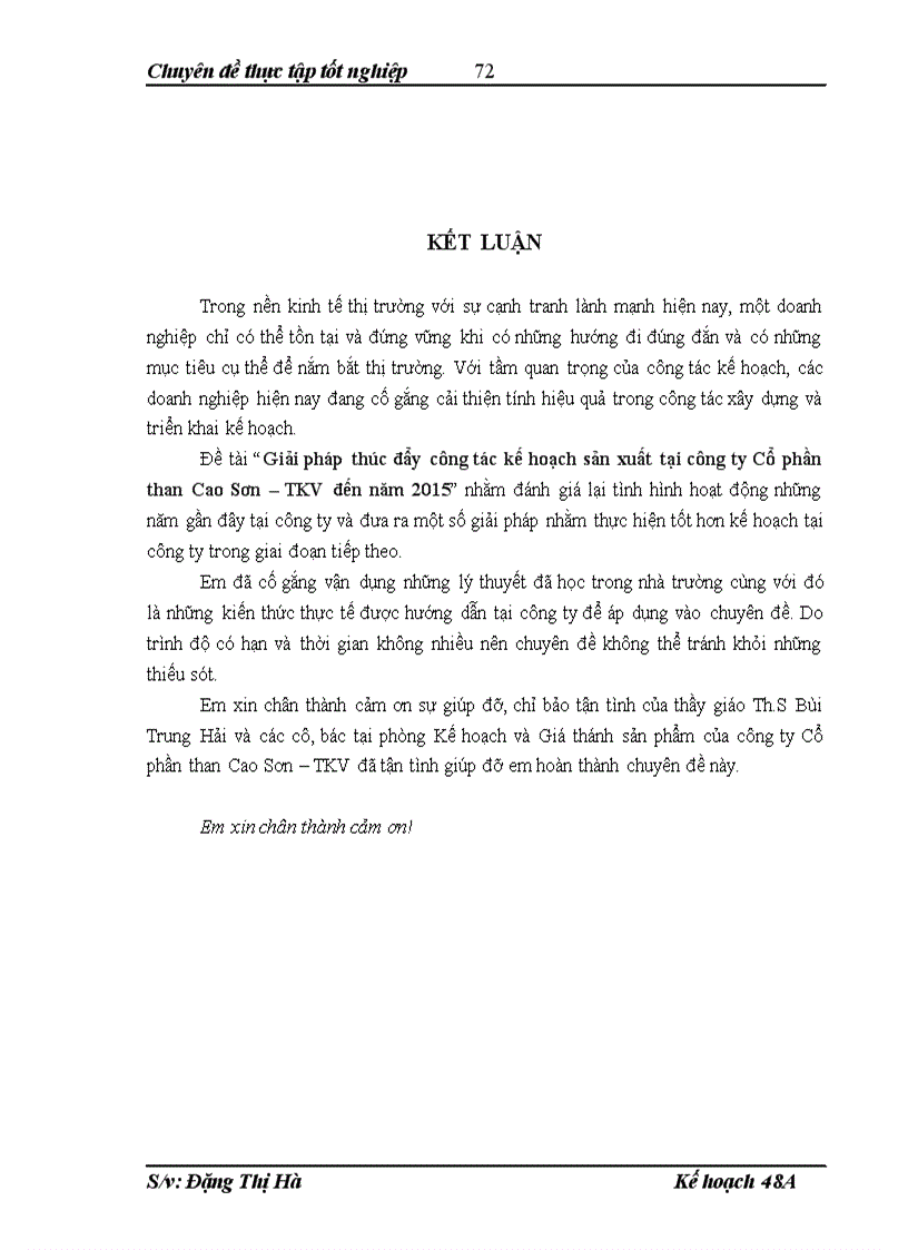 image for page Giải pháp thúc đẩy công tác kế hoạch sản xuất tại công ty Cổ phần than Cao Sơn đến năm 2015