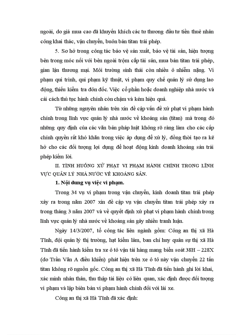 image for page Tình hình quản lý nhà nước trong lĩnh vực khoáng sản trên địa bàn tỉnh hà tĩnh