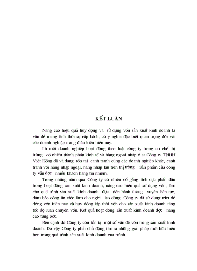 image for page Một số giải pháp nhằm nâng cao hiệu quả công tác huy động và sử dụng vốn kinh doanh tại Công ty TNHH Việt Hồng 1