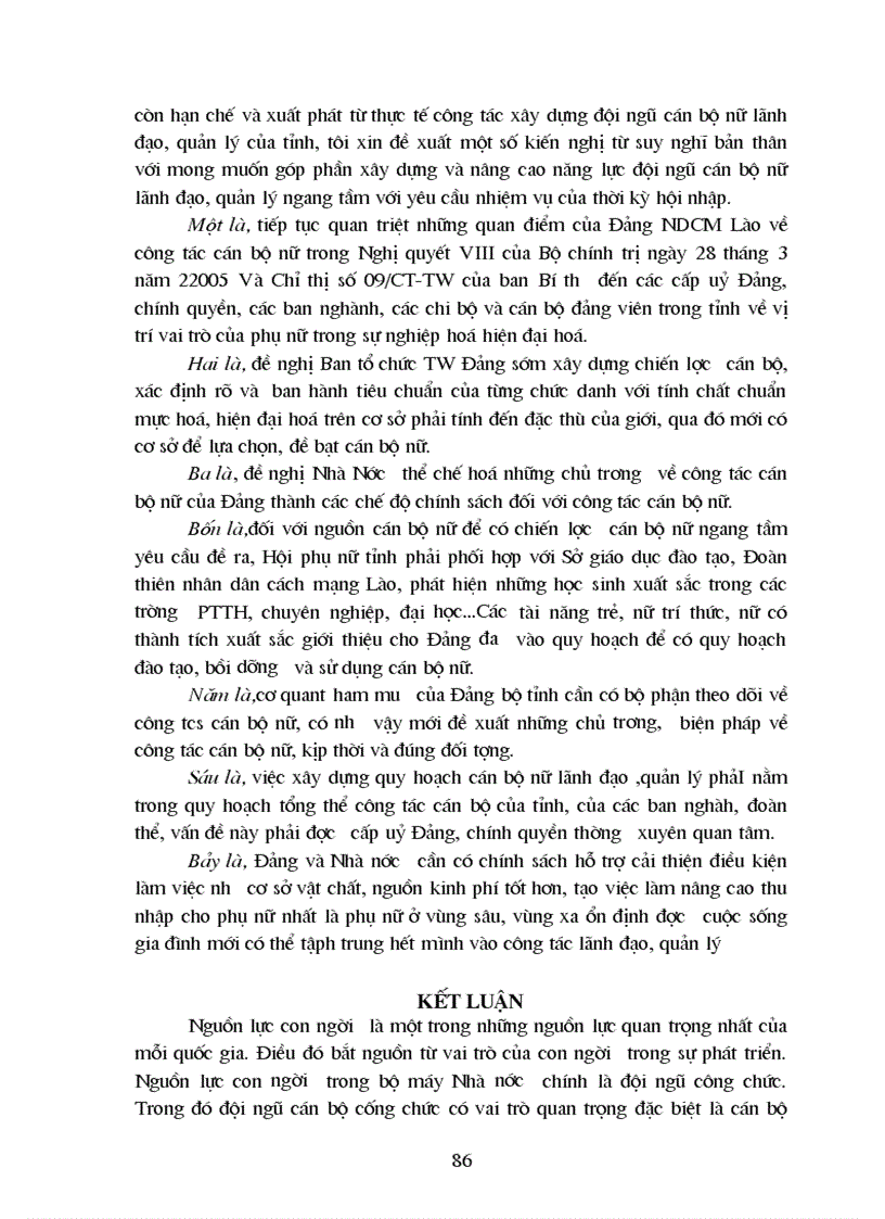 image for page Nâng cao năng lực lãnh đạo và quản lý của cán bộ công chức nữ ở Tỉnh Bolykhămxay CHĐCN Lào