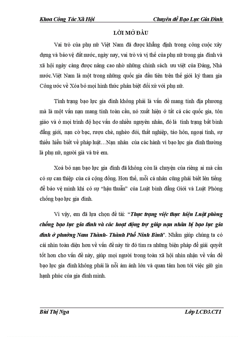 image for page Thực trạng việc thực hiện Luật phòng chống bạo lực gia đình và các hoạt động trợ giúp nạn nhân bị bạo lực gia đình ở phường Nam Thành Thành Phố Ninh Bình