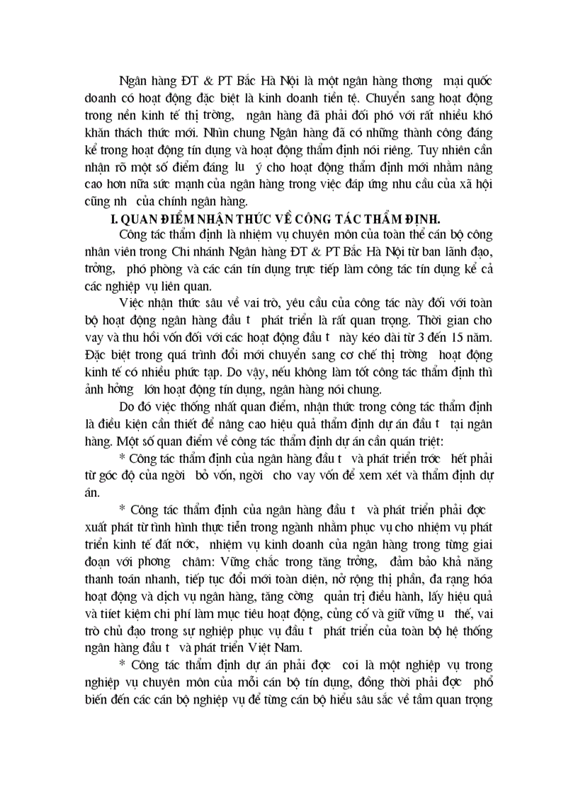 image for page Thẩm định dự án đầu tư tại chi nhánh Ngân hàng ĐT PT Bắc Hà Nội