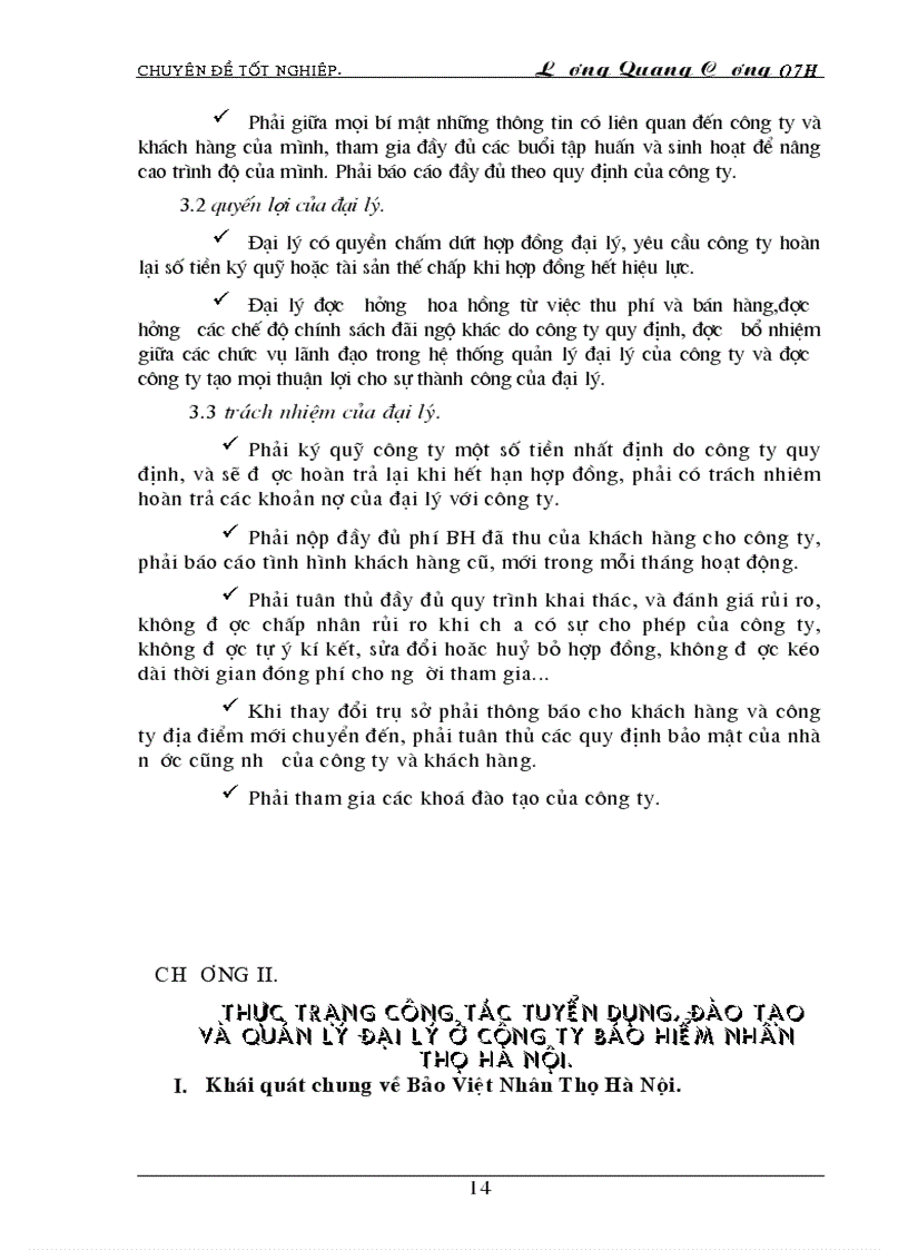 image for page Thực trạng công tác tuyển dụng đào tạo và sử dụng đại lý BHNT ở công ty BHNT hà nội