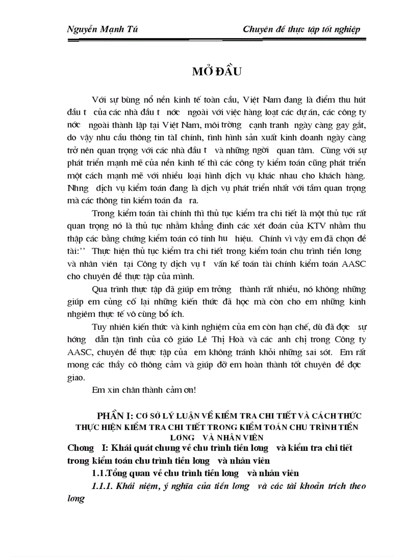 image for page Thực hiện thủ tục kiểm tra chi tiết trong kiểm toán chu trình tiền lương và nhân viên tại Công ty dịch vụ tư vấn kế toán tài chính kiểm toán AASC 1