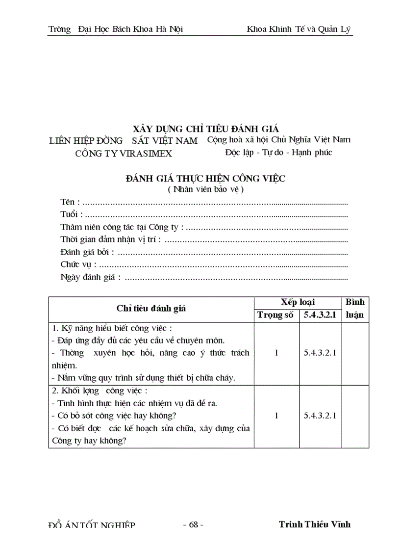 image for page Nghiên cứu và xây dựng chỉ tiêu đánh giá thực hiện công việc cho một số vị trí điển hình của cán bộ nhân viên ở Công ty xuất nhập khẩu cung ứng thiết bị vật tư đường sắt 1