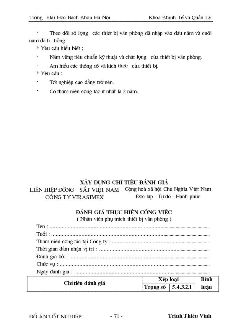 image for page Nghiên cứu và xây dựng chỉ tiêu đánh giá thực hiện công việc cho một số vị trí điển hình của cán bộ nhân viên ở Công ty xuất nhập khẩu cung ứng thiết bị vật tư đường sắt 1