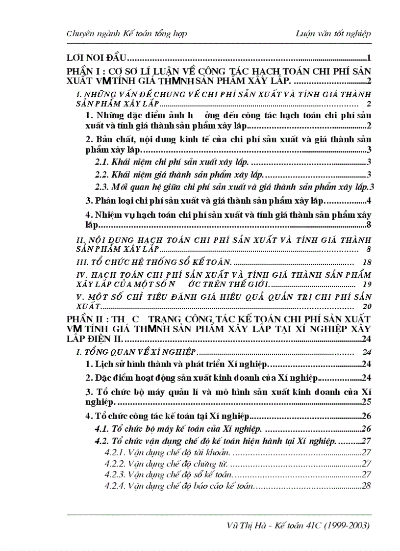 image for page Hoàn thiện công tác tổ chức hạch toán chi phí sản xuất và tính giá thành sản phẩm xây lắp với việc tăng cường quản trị tại Xí nghiệp Xây lắp Điện II 1
