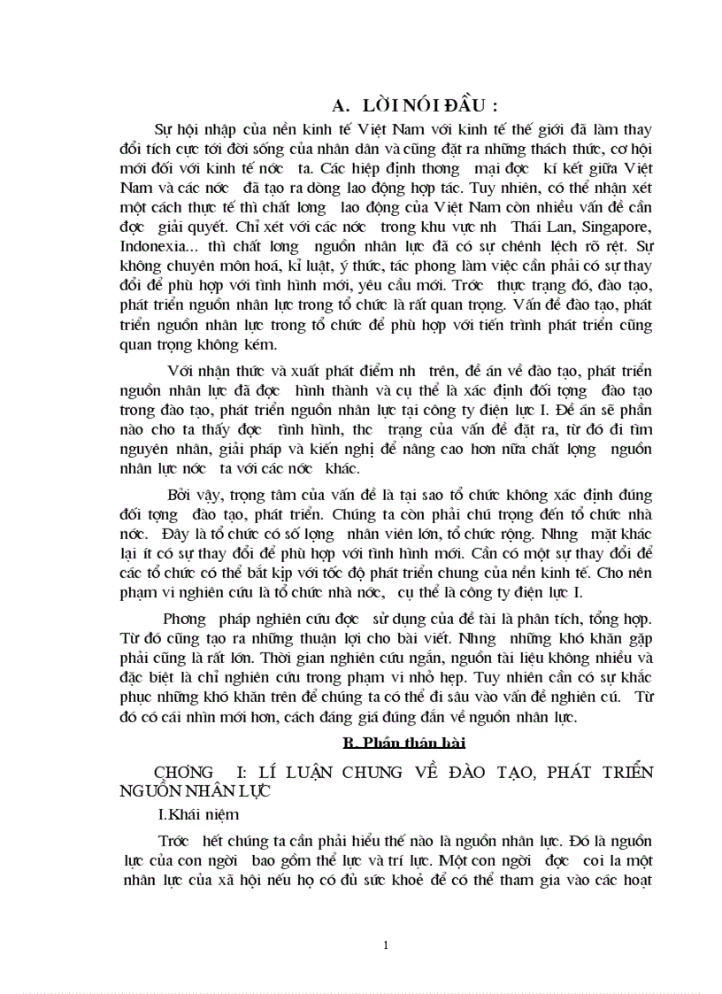 image for page Xác định đối tượng đào tạo ở công ty điện lực I