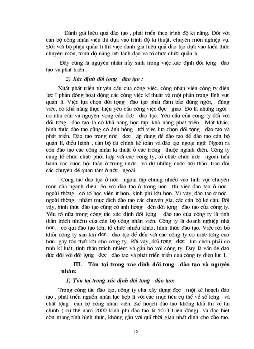 image for page Xác định đối tượng đào tạo ở công ty điện lực I