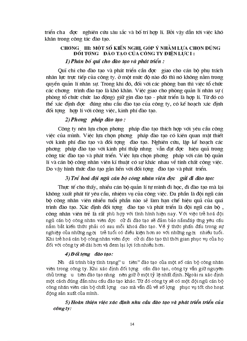 image for page Xác định đối tượng đào tạo ở công ty điện lực I