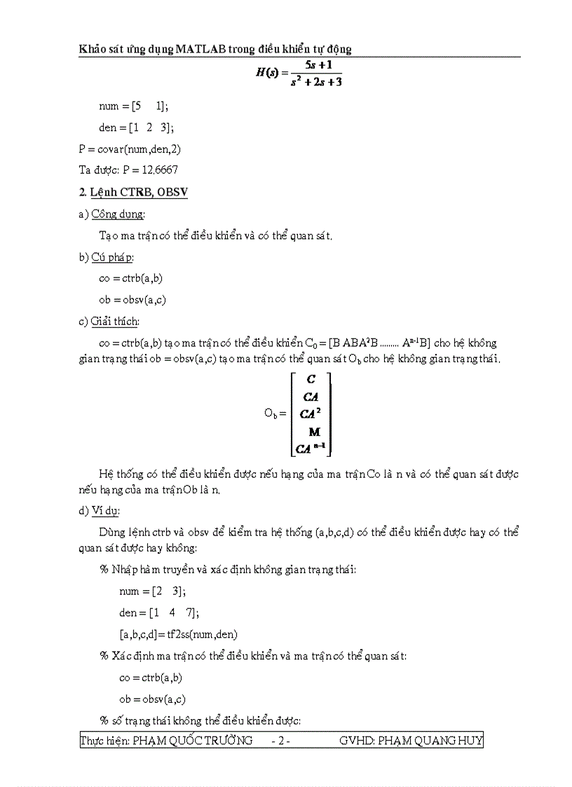 Khảo sát ứng dụng matlab 1