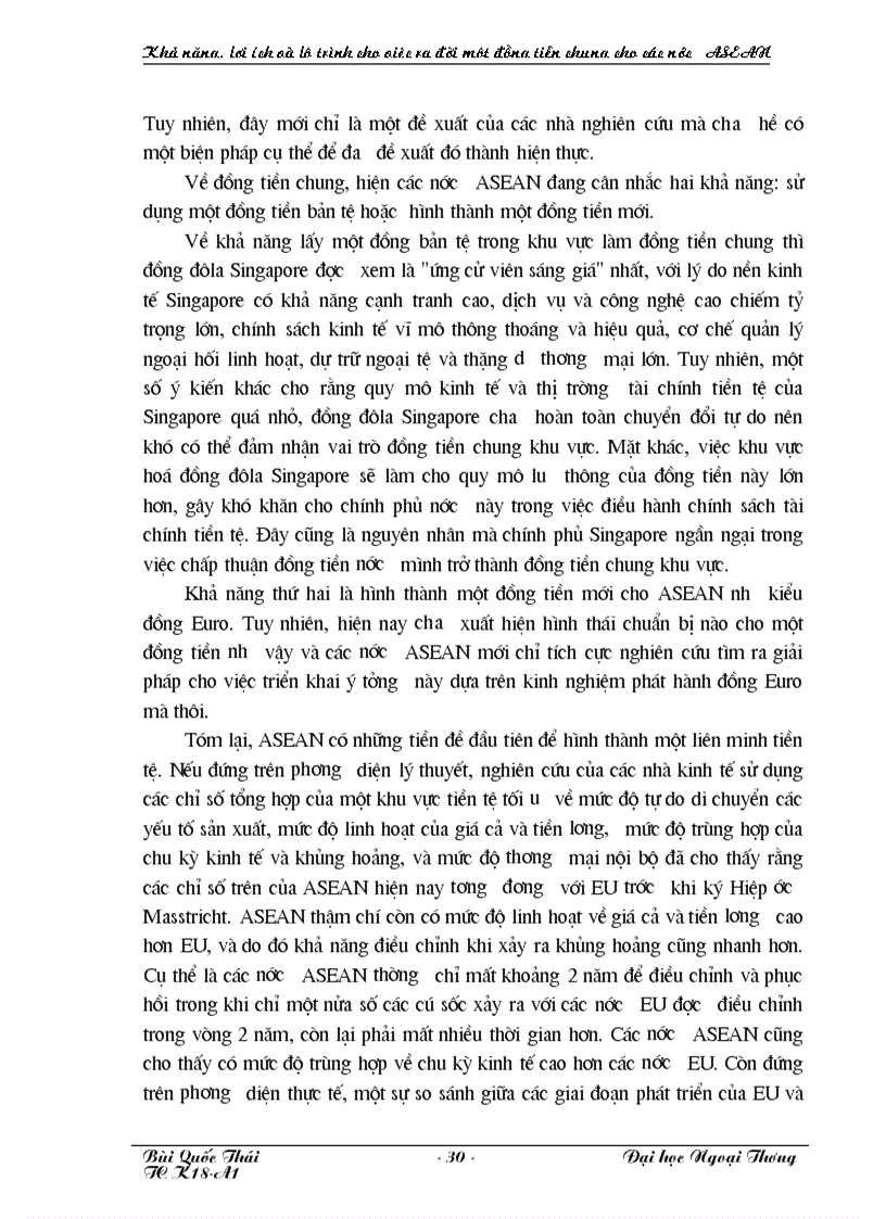 image for page Khả năng lợi ích và lộ trình của việc ra đời một đồng tiền chung cho các nước ASEAN