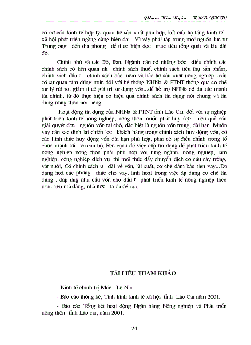 image for page Một số giải pháp tín dụng Ngân hàng nhằm đẩy nhanh sự phát triển nông nghiệp nông thôn tỉnh Lào Cai theo hướng sản xuất hàng hóa