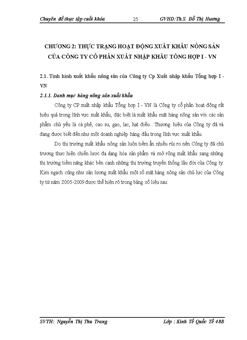 image for page Hoạt động xuất khẩu nông sản tại Công ty cổ phần Xuất nhập khẩu Tổng hợp I VN 1