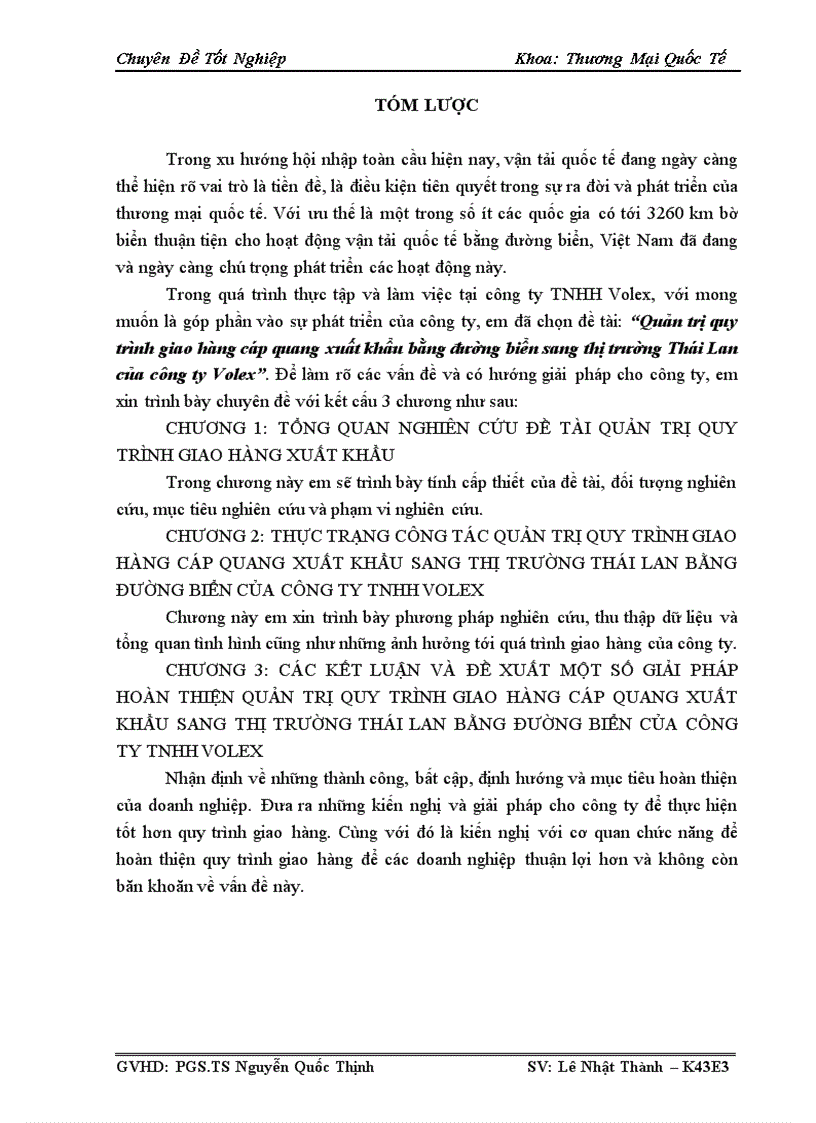 image for page Quản trị quy trình giao hàng cáp quang xuất khẩu bằng đường biển sang thị trường Thái Lan của công ty Volex