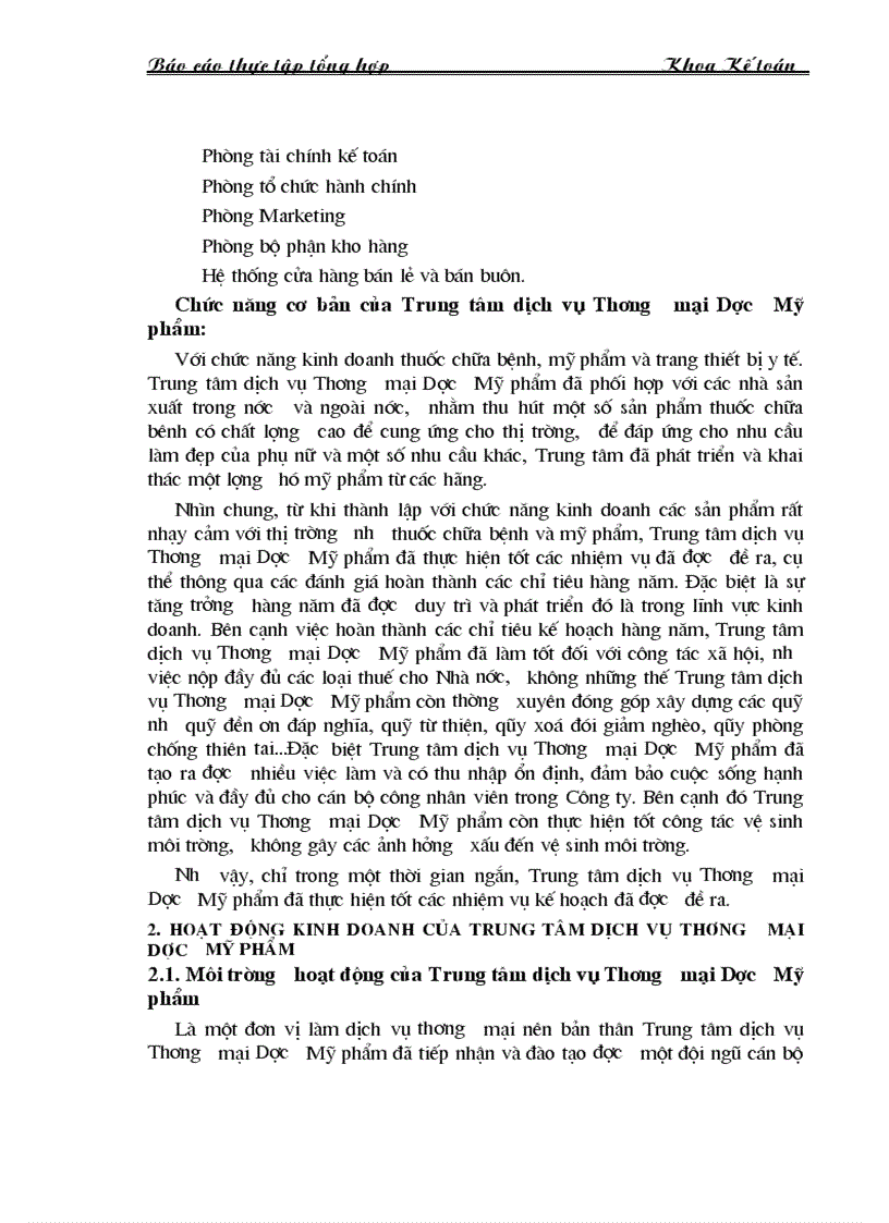 image for page Báo cáo thực tập tại Trung tâm thương mại Dược Mỹ phẩm