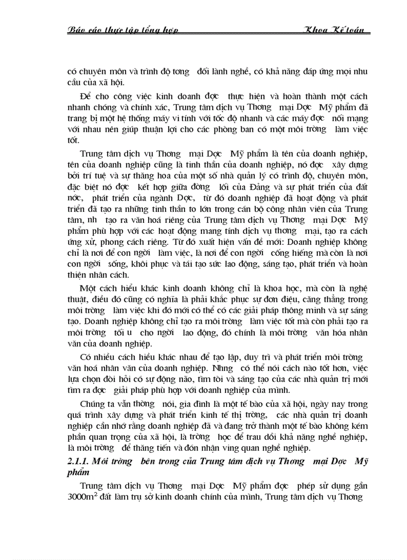 image for page Báo cáo thực tập tại Trung tâm thương mại Dược Mỹ phẩm