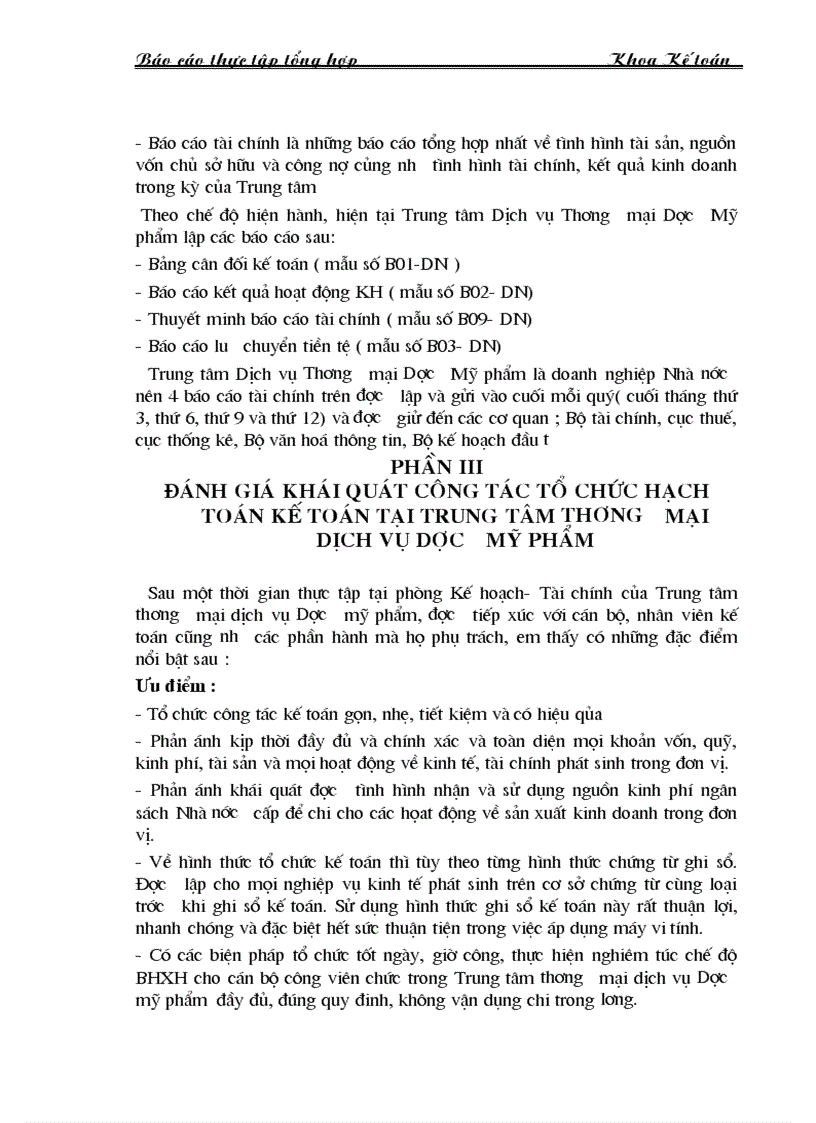 image for page Báo cáo thực tập tại Trung tâm thương mại Dược Mỹ phẩm